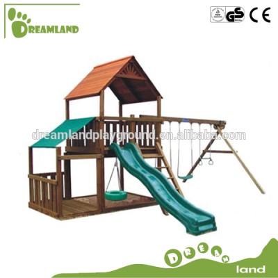 Playground Set Swing Wooden Play Outdoor Slide Backyard Wood Kids Swingset